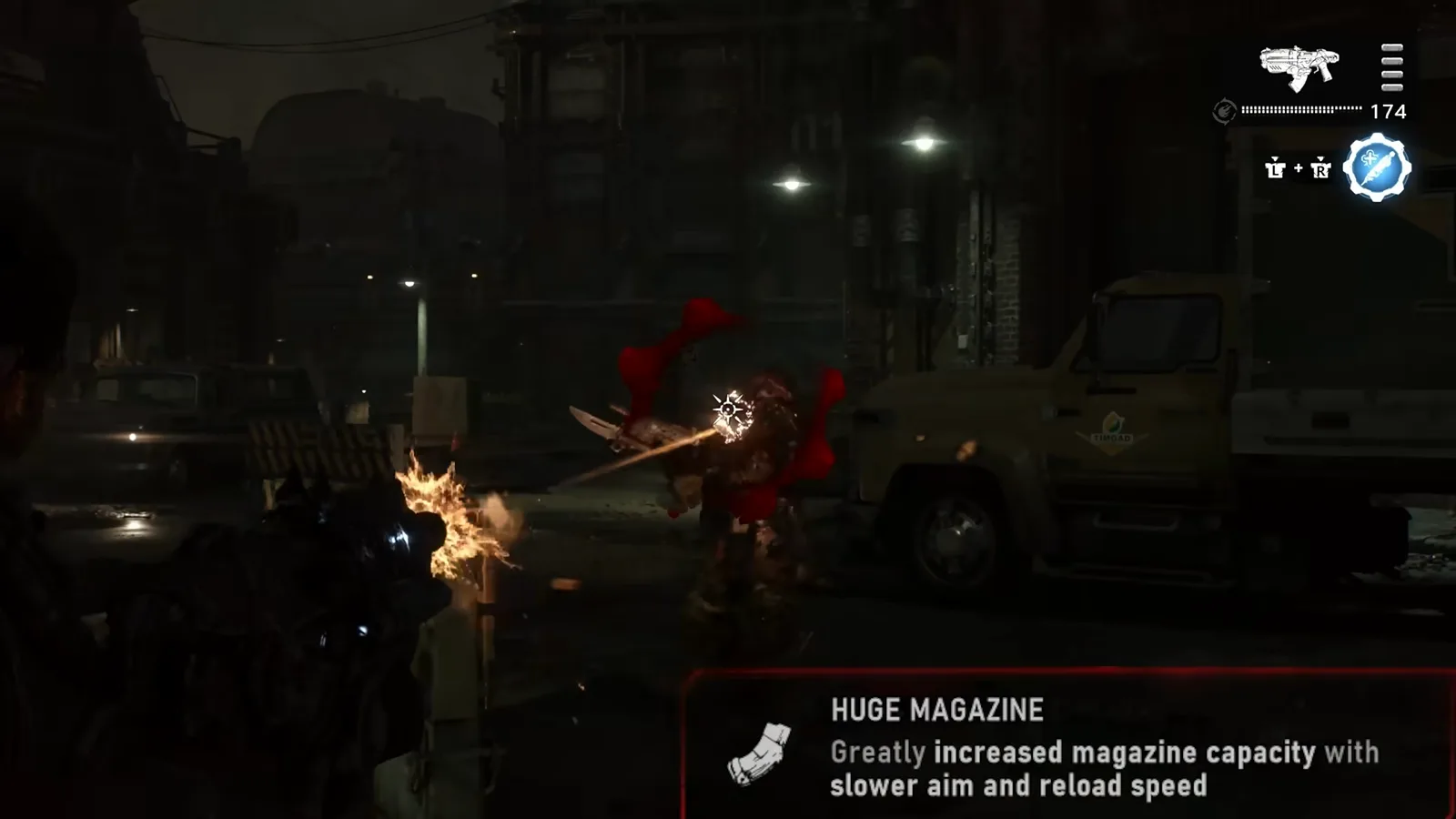 The Huge Magazine mod card for the Hammerburst promising greatly increased magazine capacity at the cost of slower aim and reload speed
